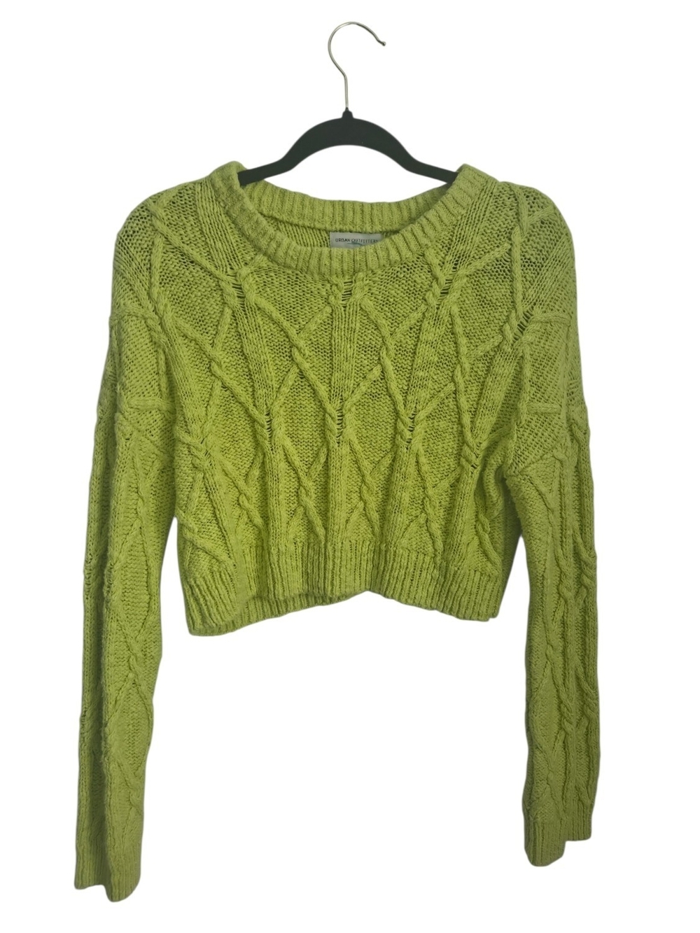 Urban Outfitters Yellow Cropped Cable Knit Sweater